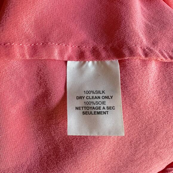 Trina Turk 100% Silk Medium Pink Resortwear Cold Shoulder Blouse Keyhole Sexy - Picture 7 of 7